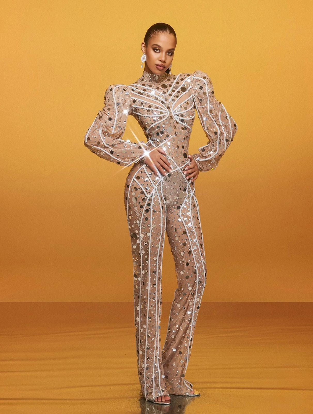Celestial Illusion Couture Jumpsuit