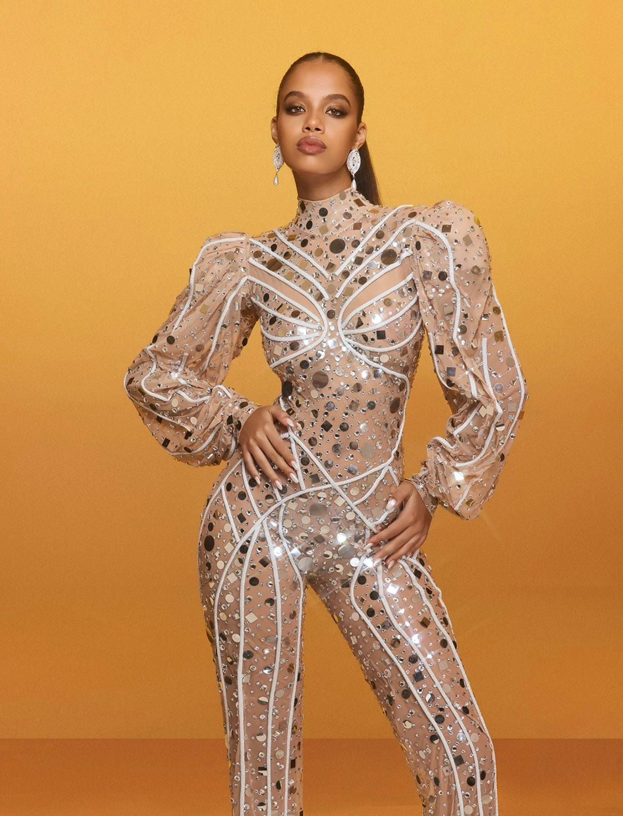 Celestial Illusion Couture Jumpsuit
