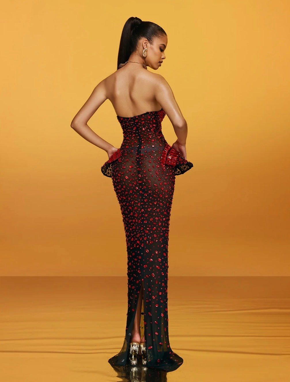 Red Goddess Aphrodite Couture Long Dress
