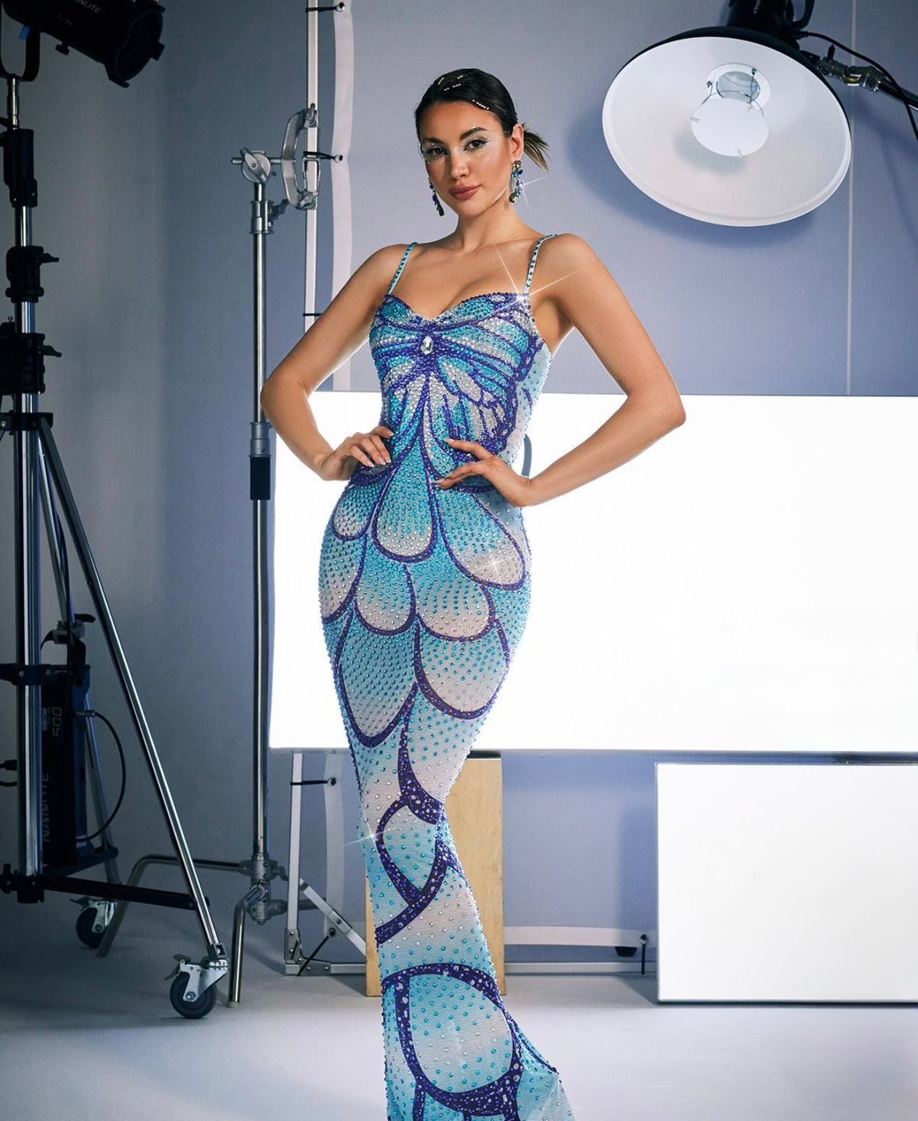 Sapphire Sky Couture Long Dress